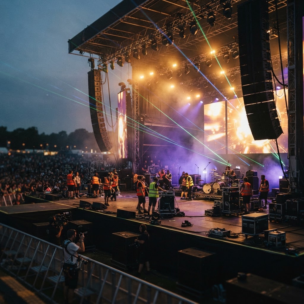 Event production crew on site
