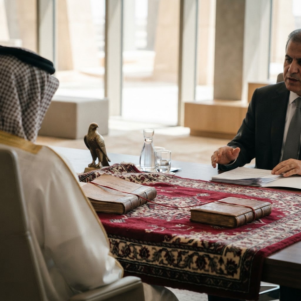 Qatar's Amir Sheikh Tamim and Iraqi PM Ali al-Zaidi in Doha