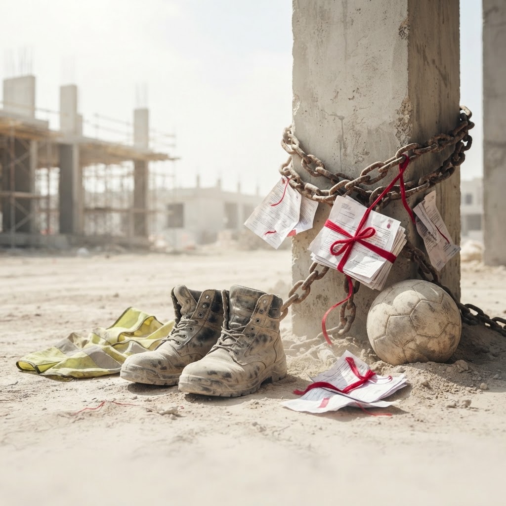Migrant workers at a construction site in Doha