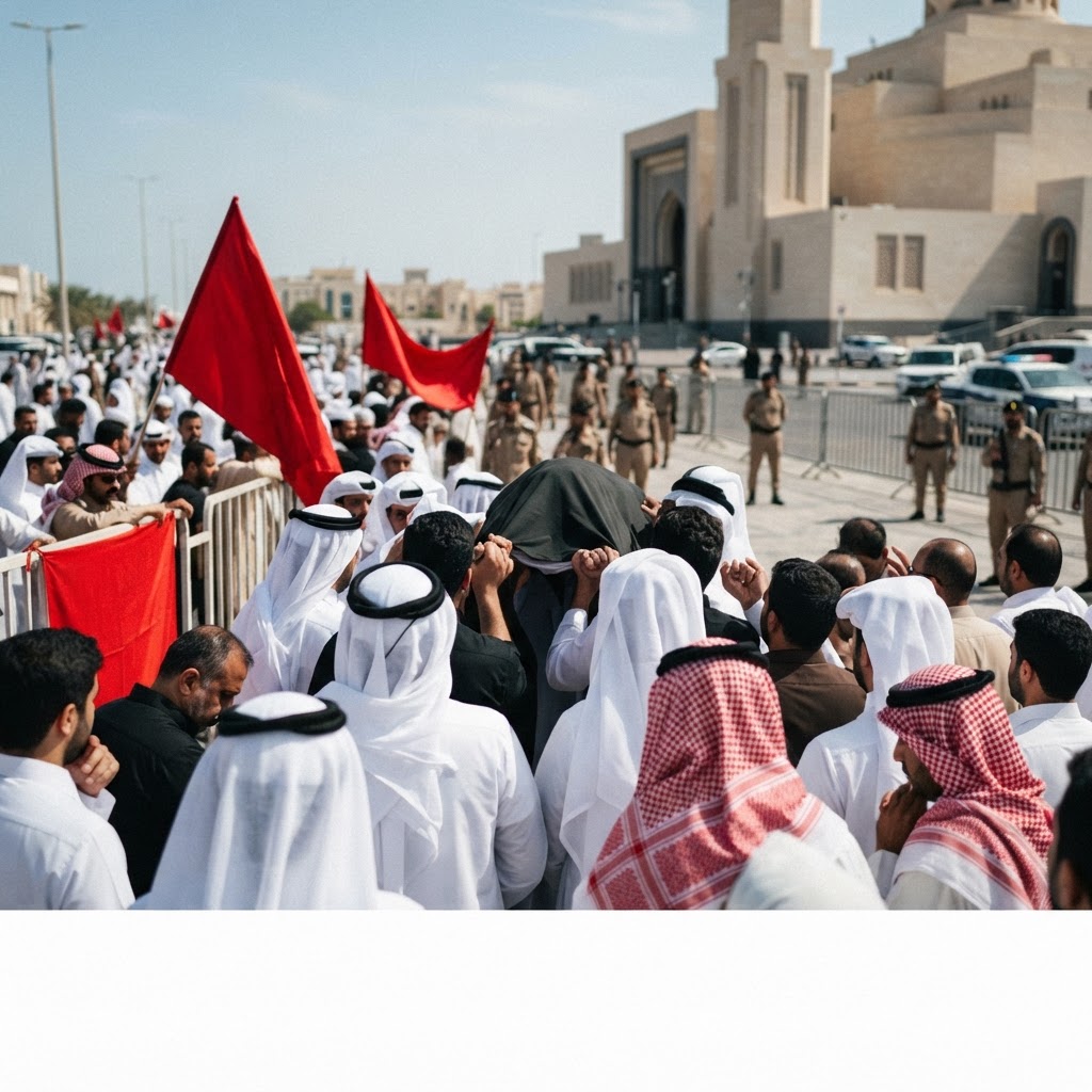 Mourners at the funeral of Ismail Haniyeh in Doha, Qatar.
