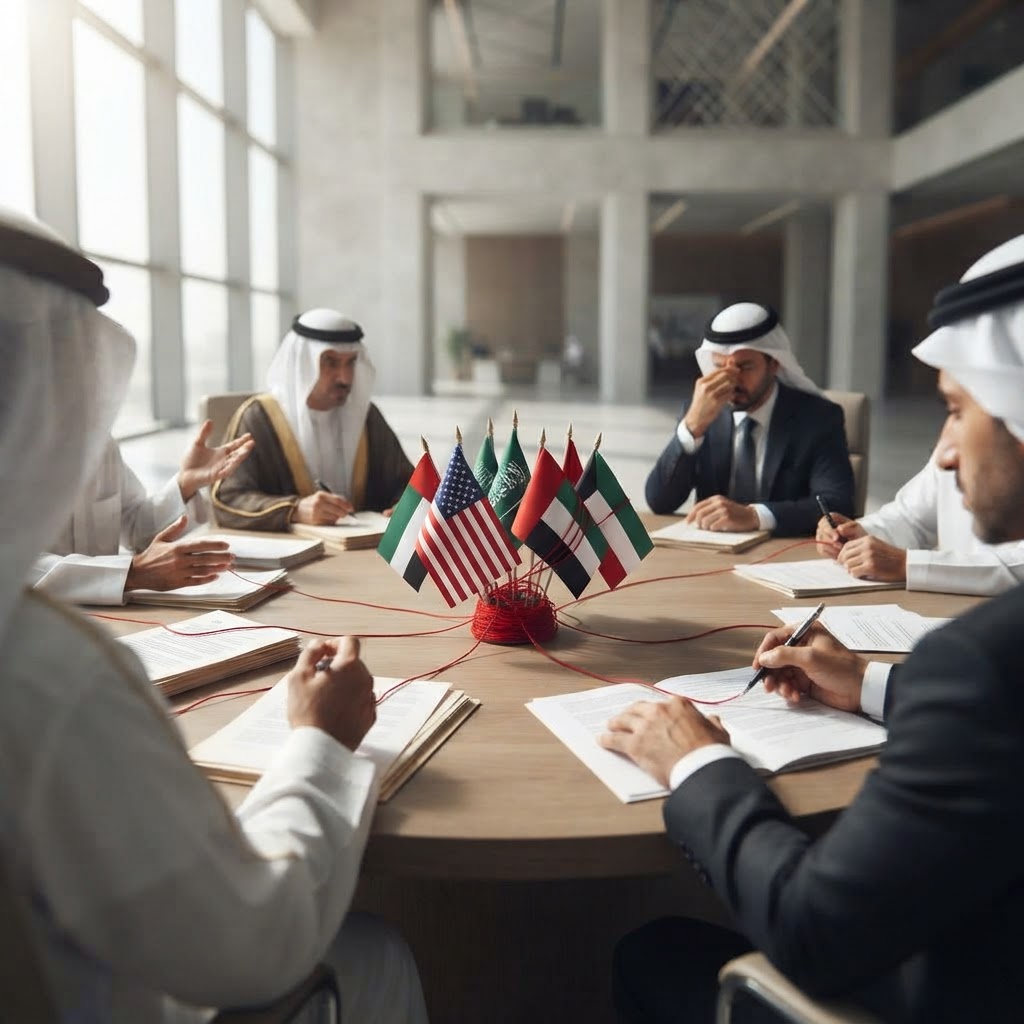 US and Gulf state officials in a meeting
