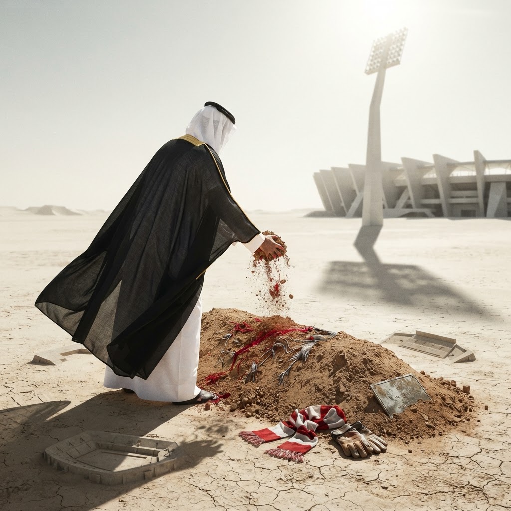 Funeral proceedings for Father Amir at Lusail Cemetery.