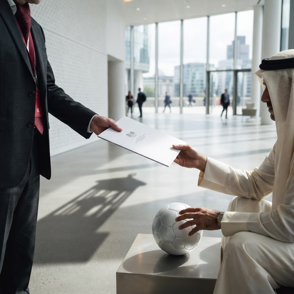 Diplomatic meeting between Qatari and UK officials.