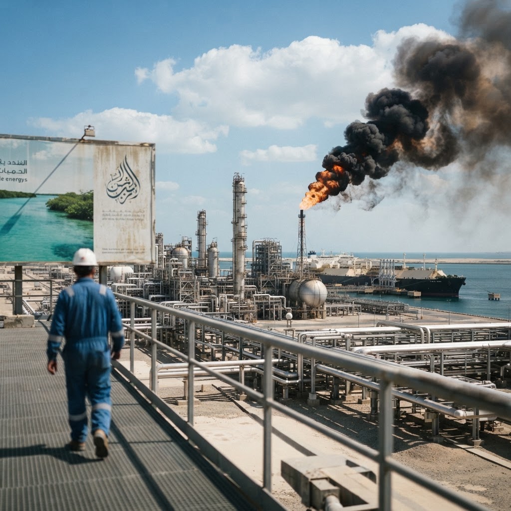 A massive Liquefied Natural Gas (LNG) processing plant in Qatar.