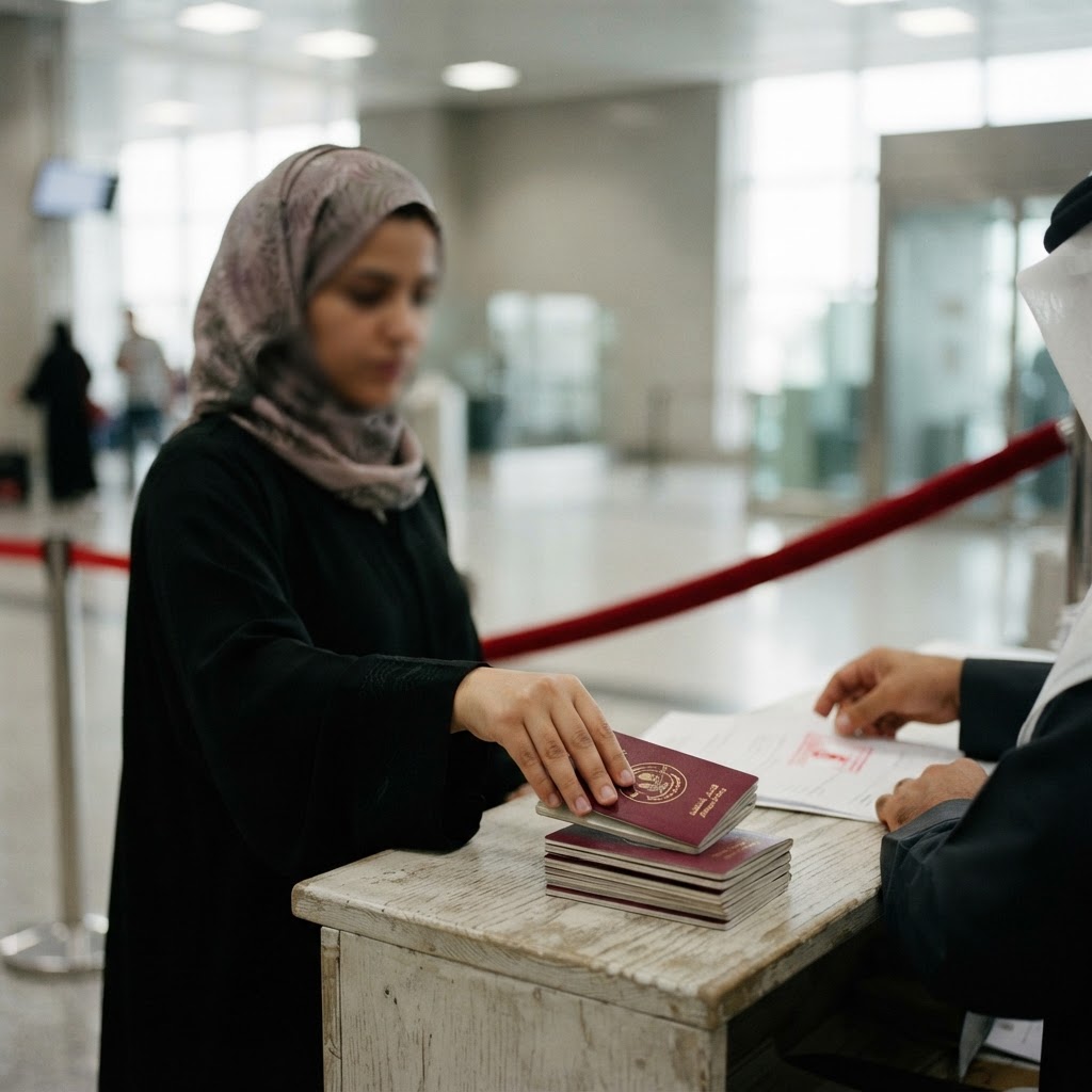 Qatari women at Hamad International Airport.