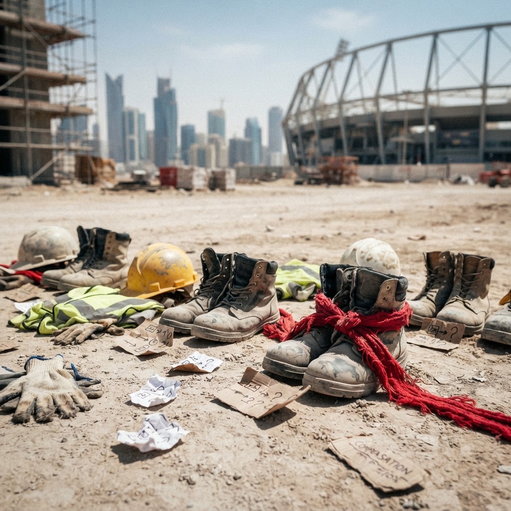 Migrant laborers working under harsh environmental conditions in Doha