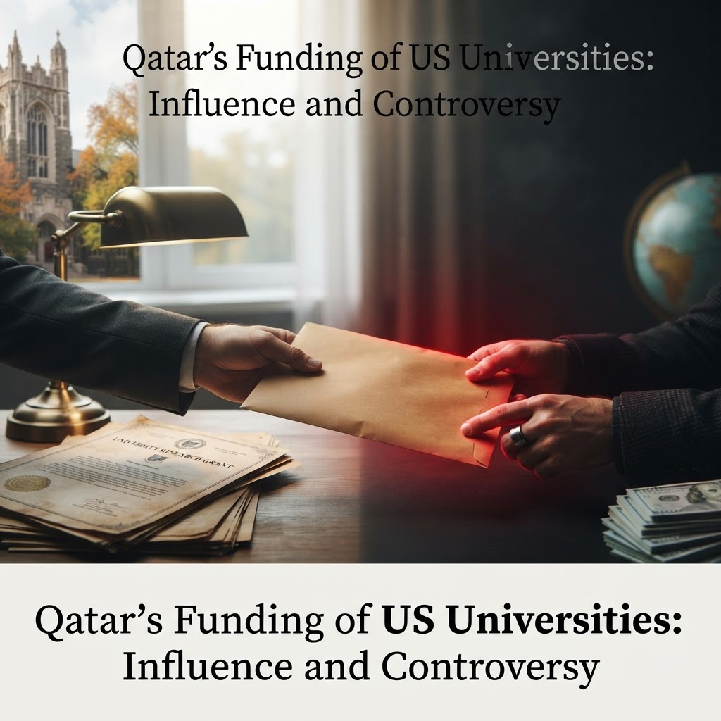 Graphic representing Qatari funding in US universities