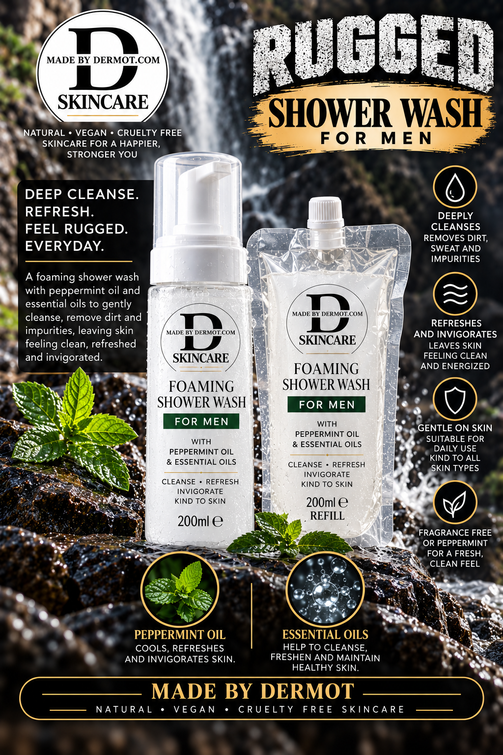 Rugged Foaming Shower Wash (For Men)