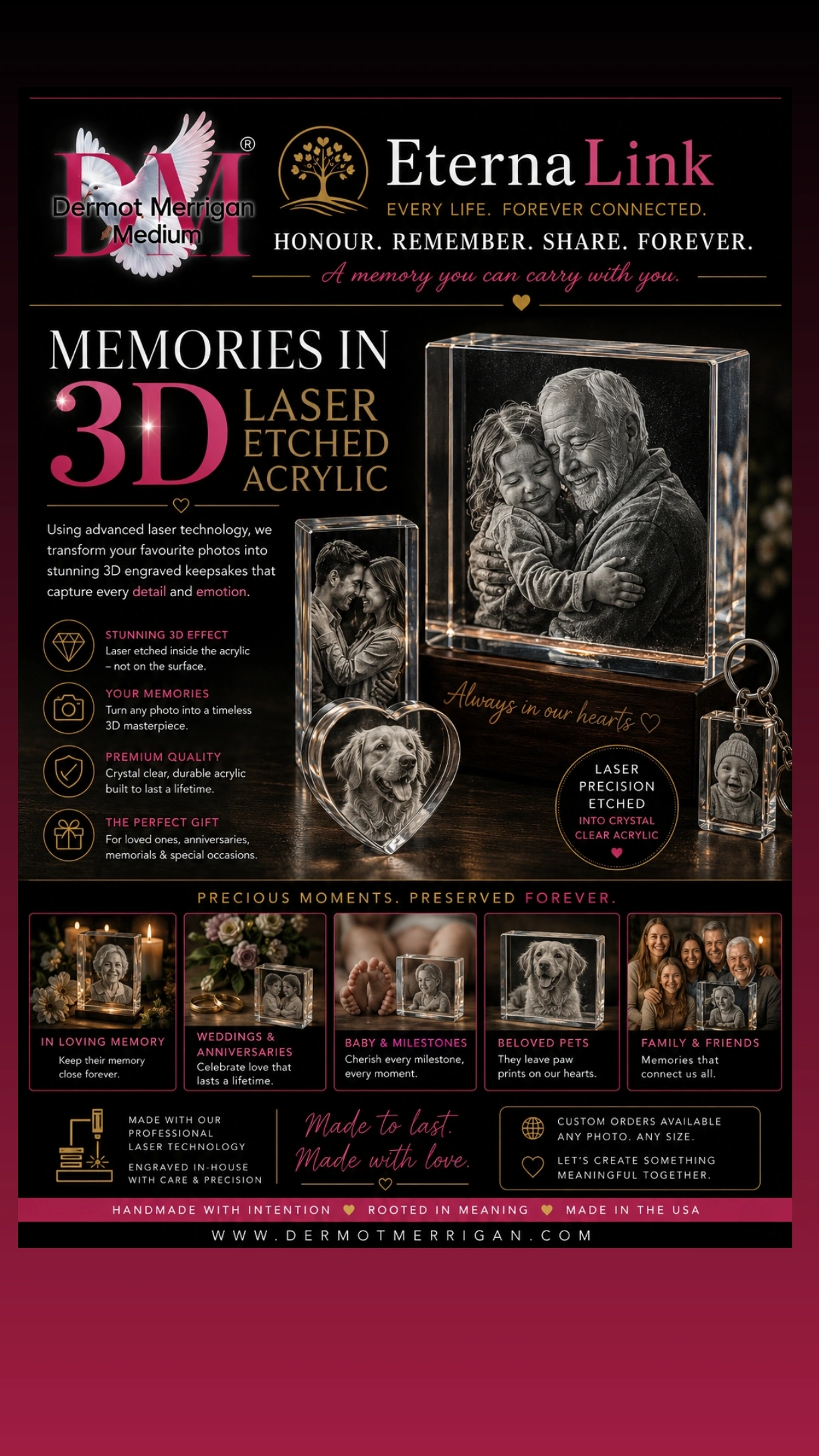 EternaLink 3D Laser Etched Acrylic keepsakes