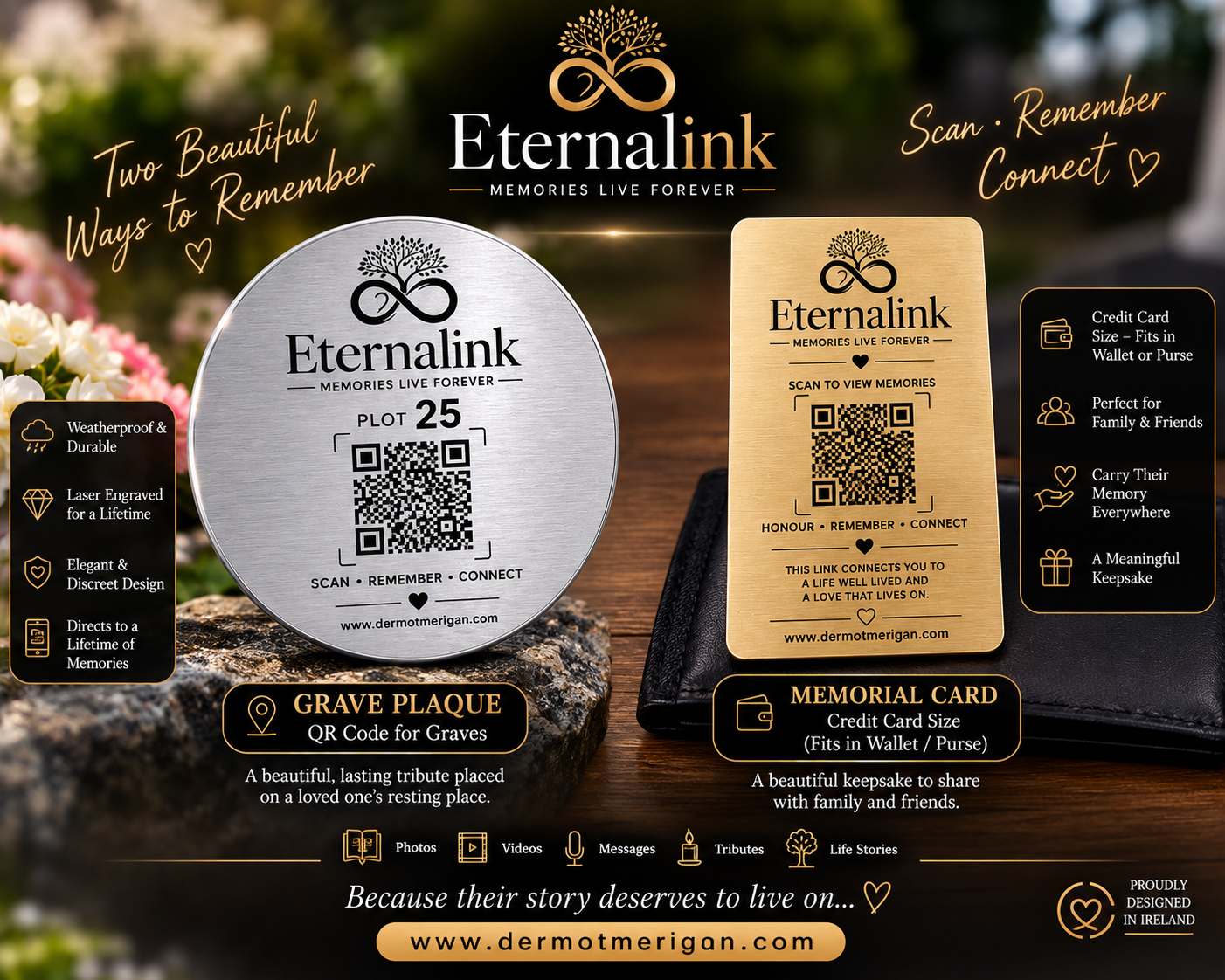 EternaLink Grave Plaque and Memorial Card