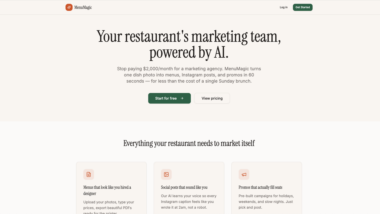 Menu App By Will template preview