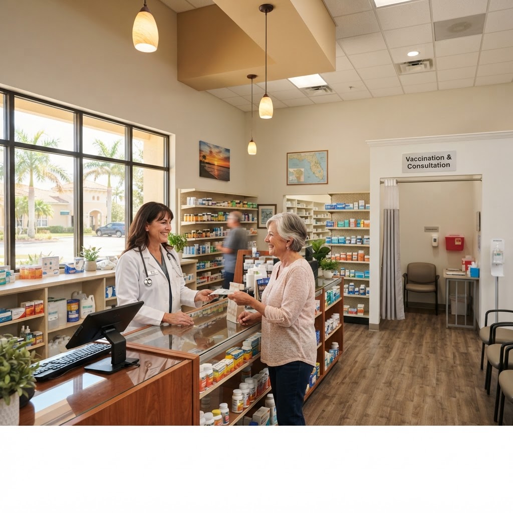 Center Pharmacy pharmacist providing COVID-19 vaccination services in Cape Coral, FL