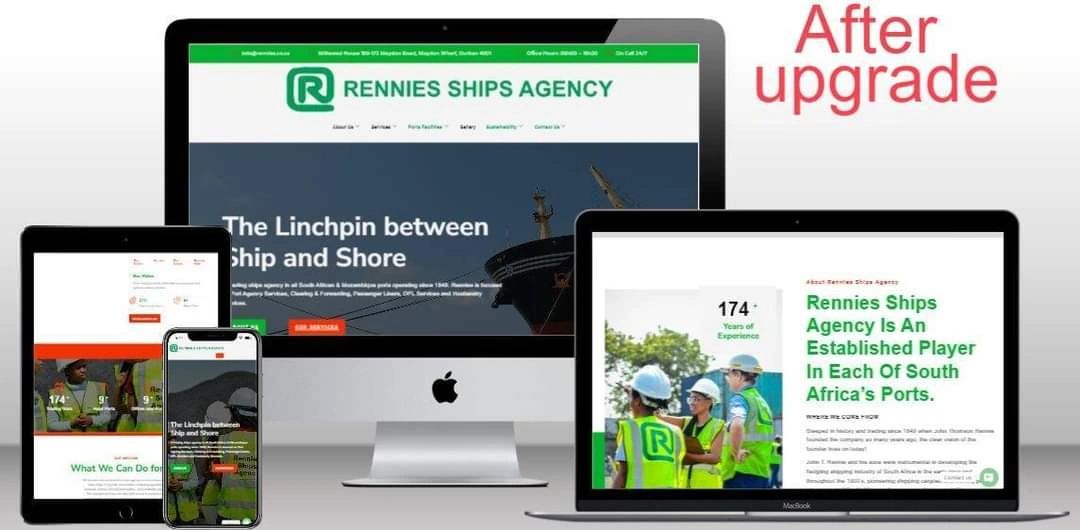 Rennies Ships Agency website after upgrade