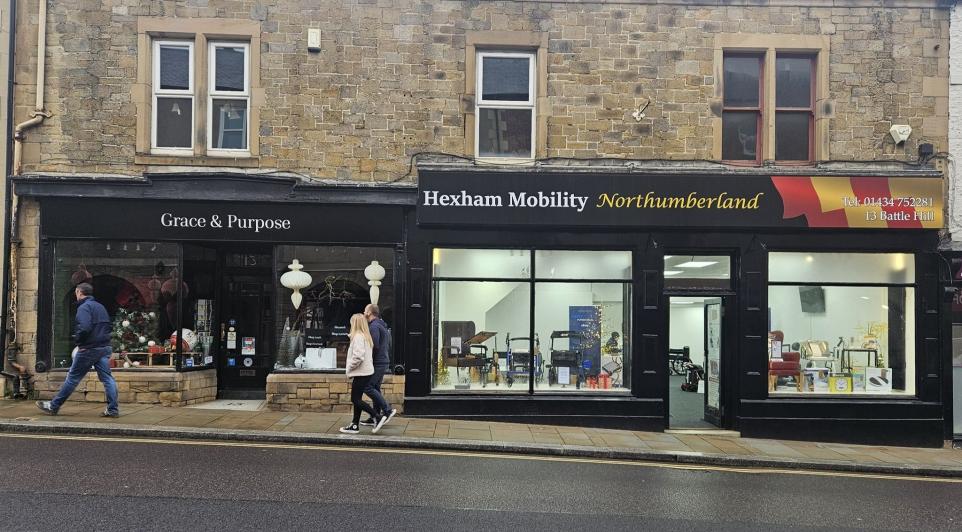 Hexham Mobility shop front on Battle Hill