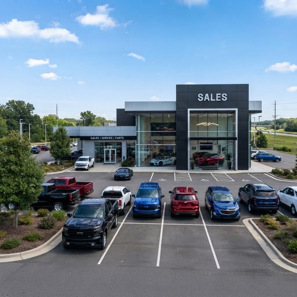 Modern auto dealership showroom