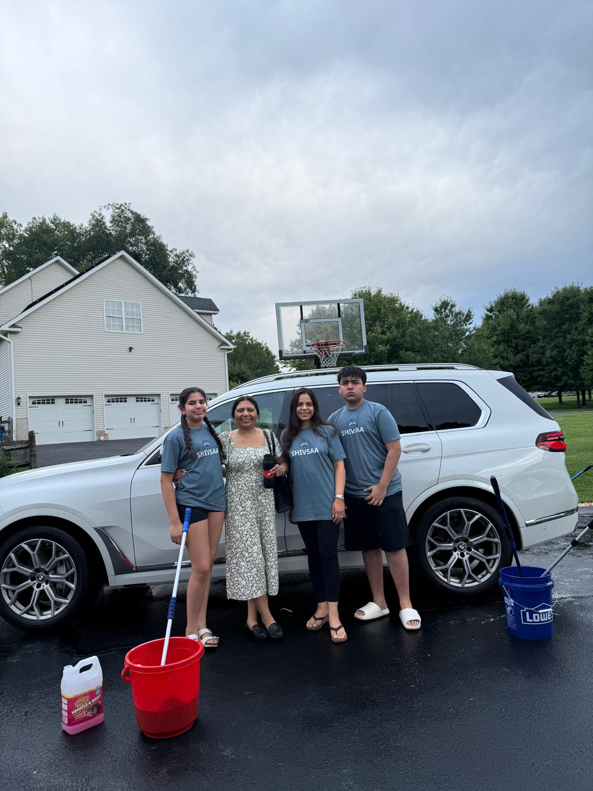 Volunteers with the white SUV