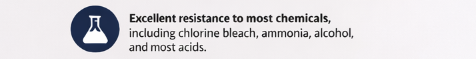 Excellent resistance to most chemicals