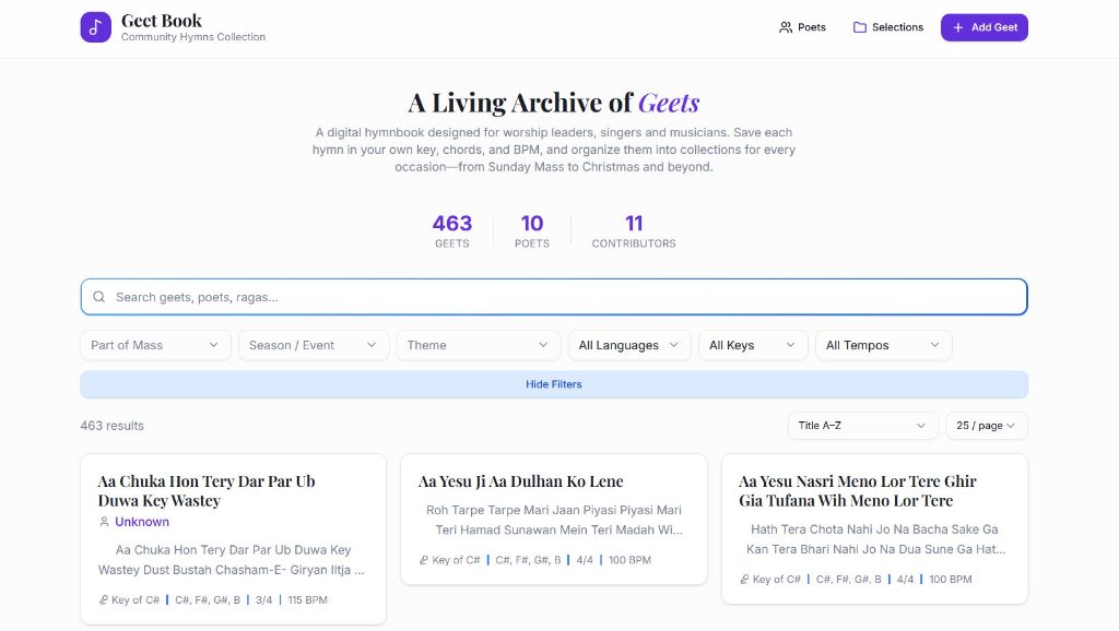 GeetBook main interface