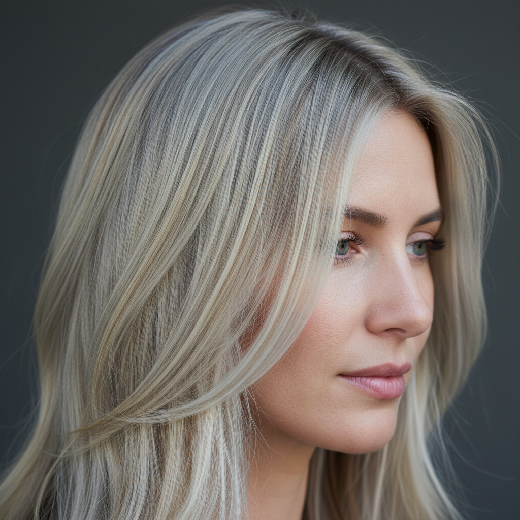 Option B — Icy platinum close-up, natural texture