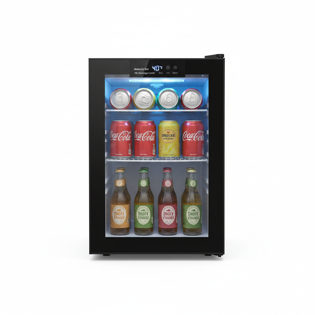 Antarctic Star 18L Beverage Refrigerator Cooler 24Can, Mini Fridge with Quiet Compressor, LED Light, Freestanding Small Fridge with Electronic Temperature Control for Home and Bar(40-61 ℉)