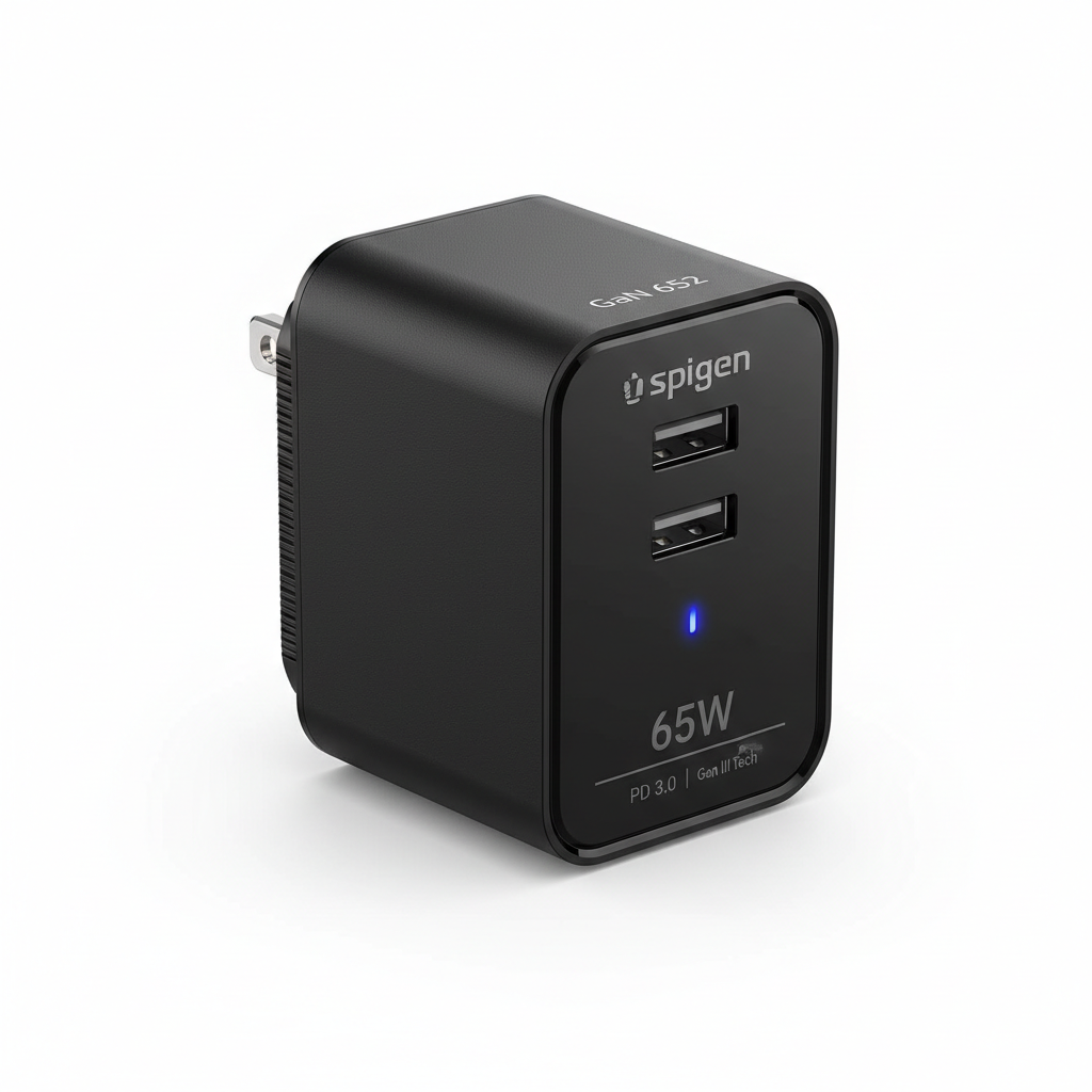 Spigen 65W USB C Charger, GaN 652 Total 65W 2 Ports GaN III Tech Dual Fast Charger PD 3.0 Charging Block for MacBook/Pro, iPad/Air, iPhone 16 15 Pro/Max/Plus/mini, Galaxy S25 Series /S24/Fold/Flip 6