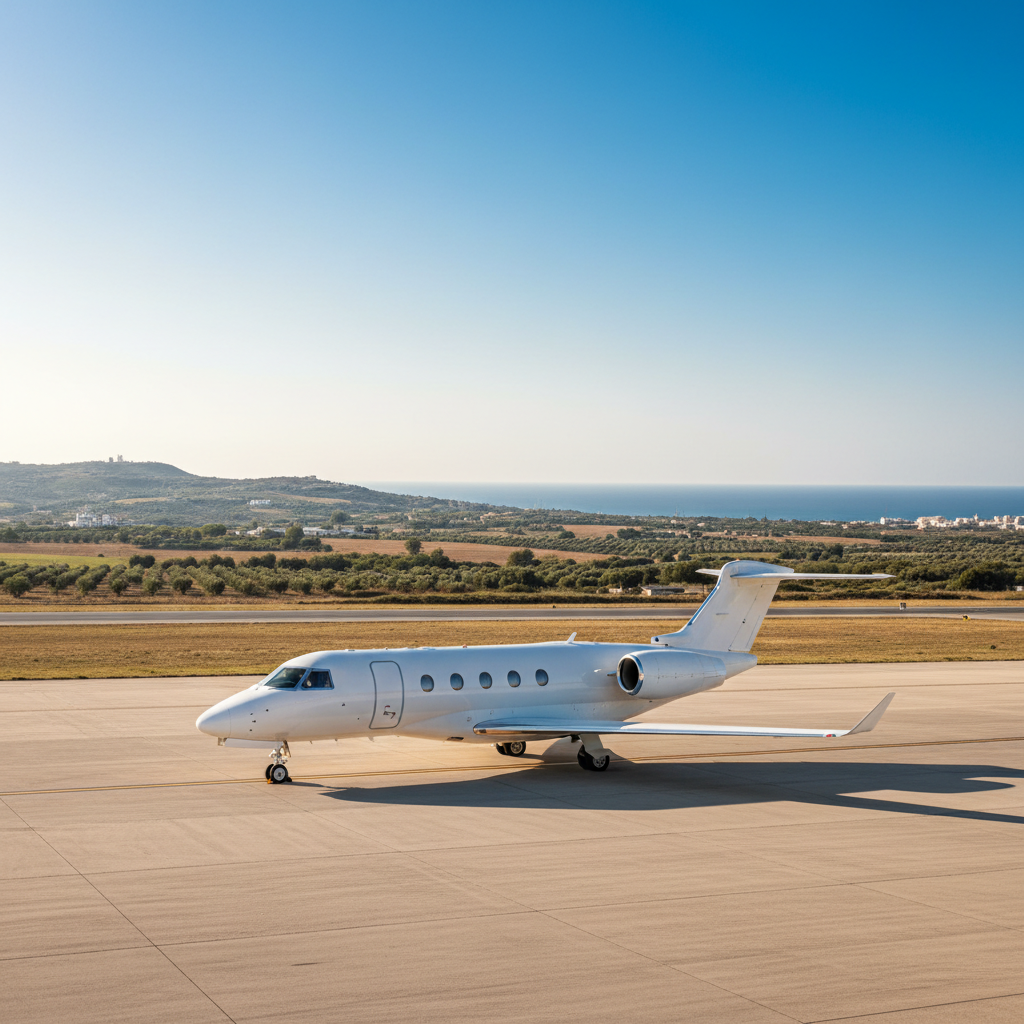 Private jet on runway