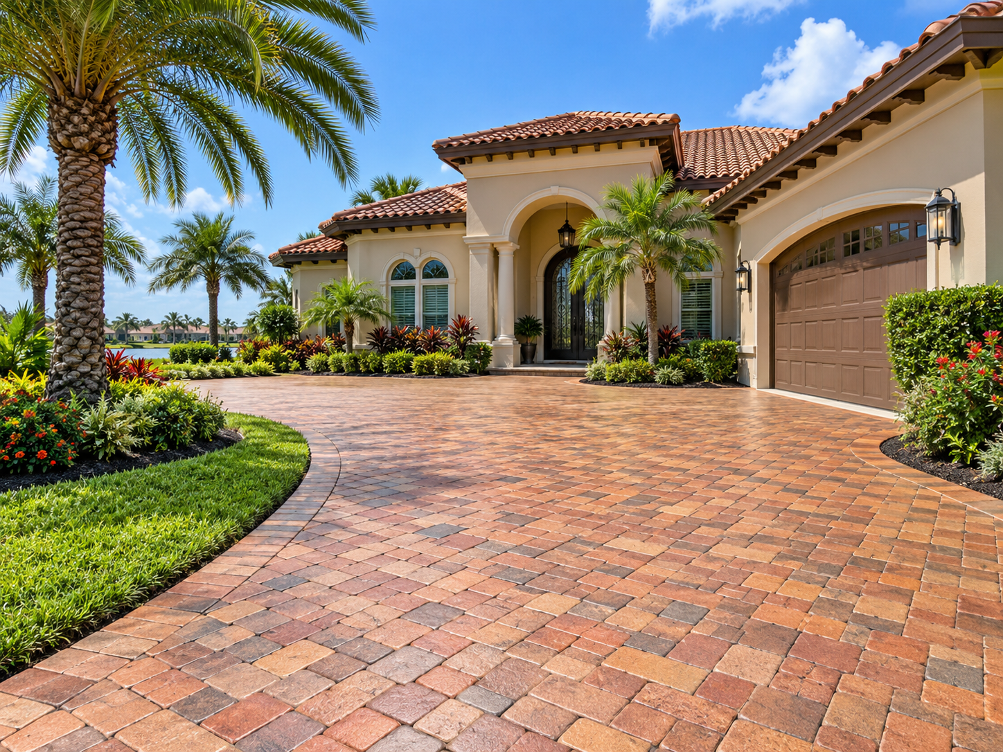 Freshly Sealed Paver Driveway