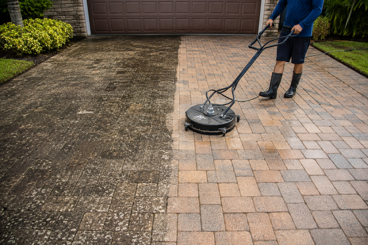 Dull, weathered surface — freshly cleaned