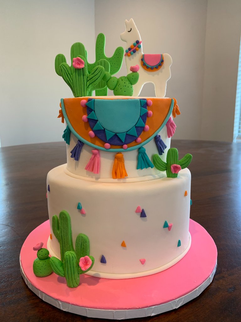 Llama & Cactus Birthday Cake