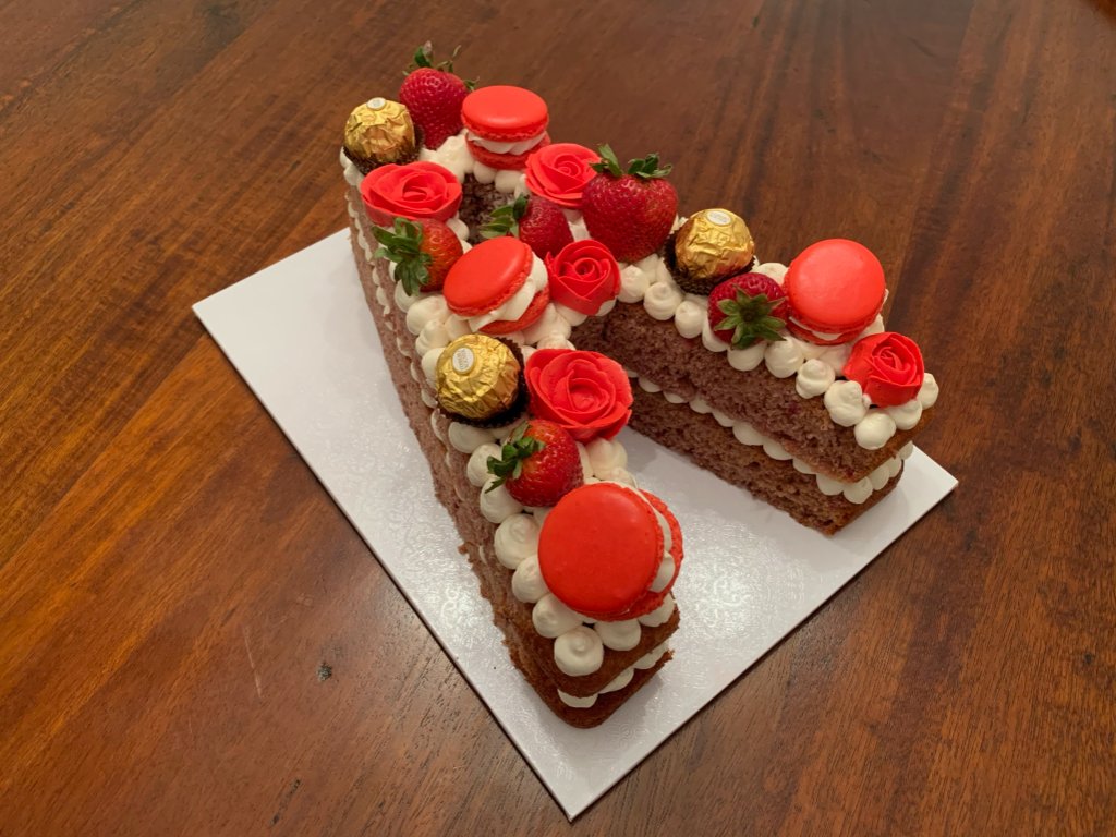 Number Cake with Macarons & Strawberries