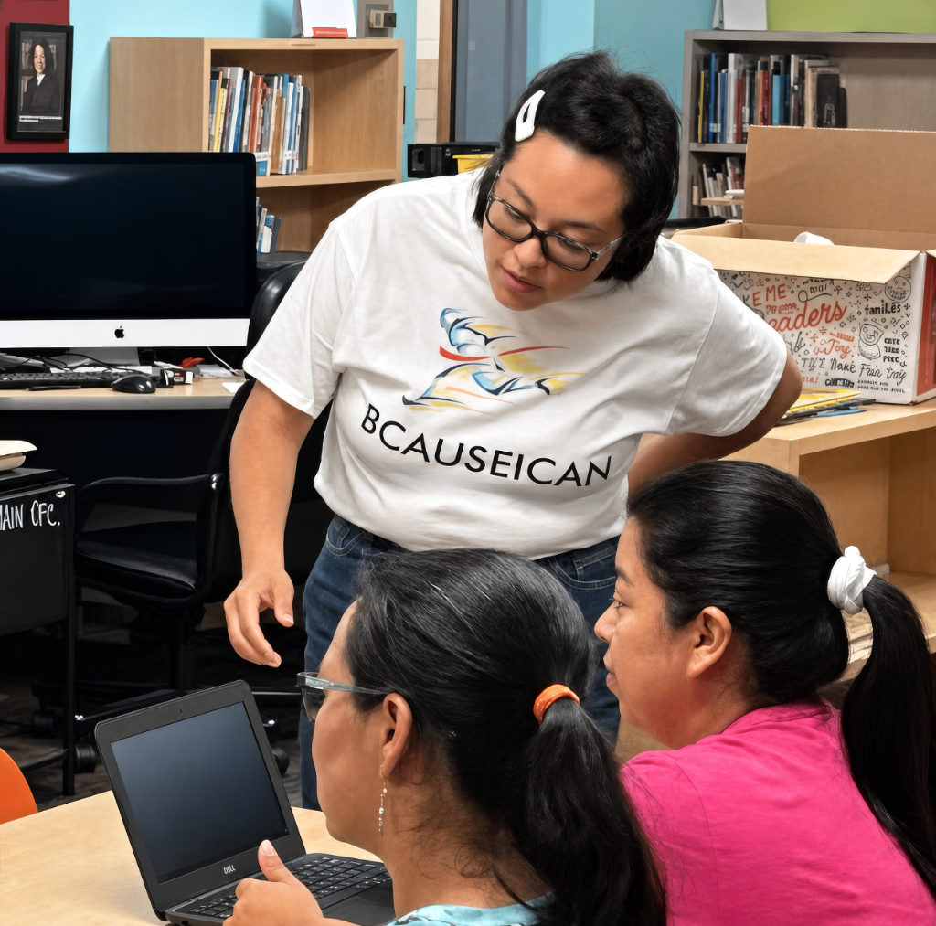 Volunteers working together