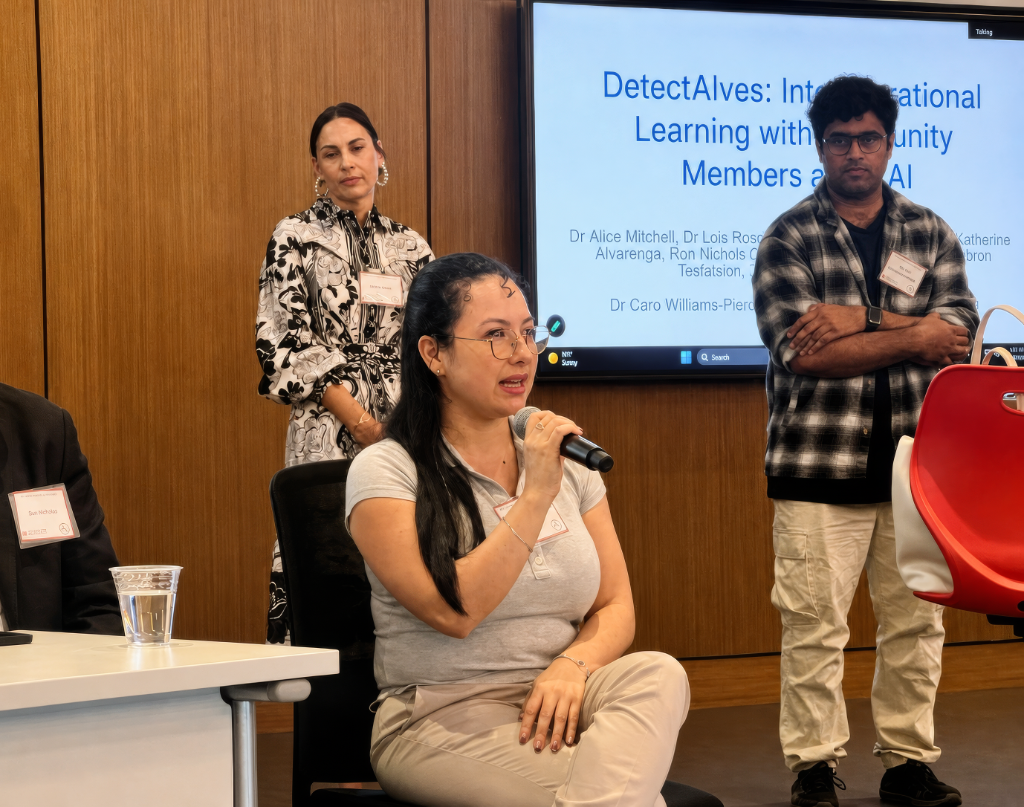 Community member speaking at DetectAIves event