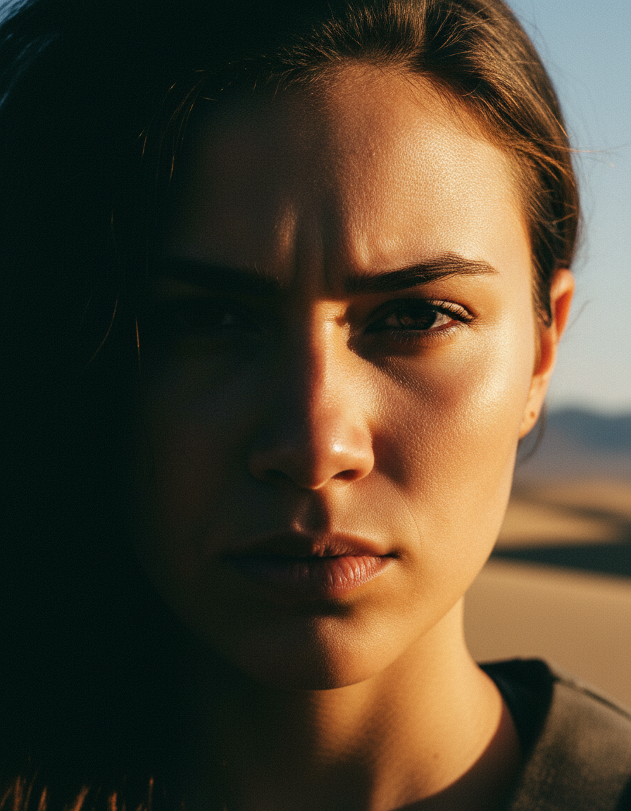 Close-up portrait of determined team member
