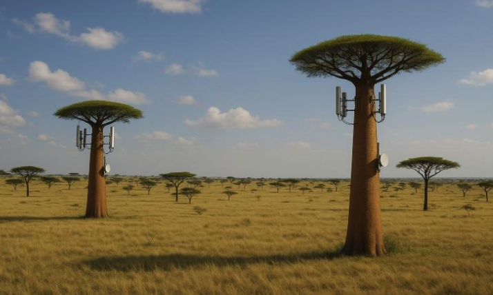 Tree towers with telecom equipment