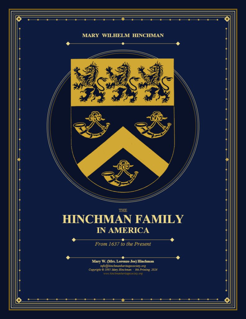 The Hinchman Family in America – Official Hinchman Heritage Society genealogy book cover