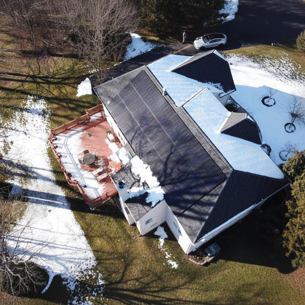 Illustration of solar panels on a home's roof