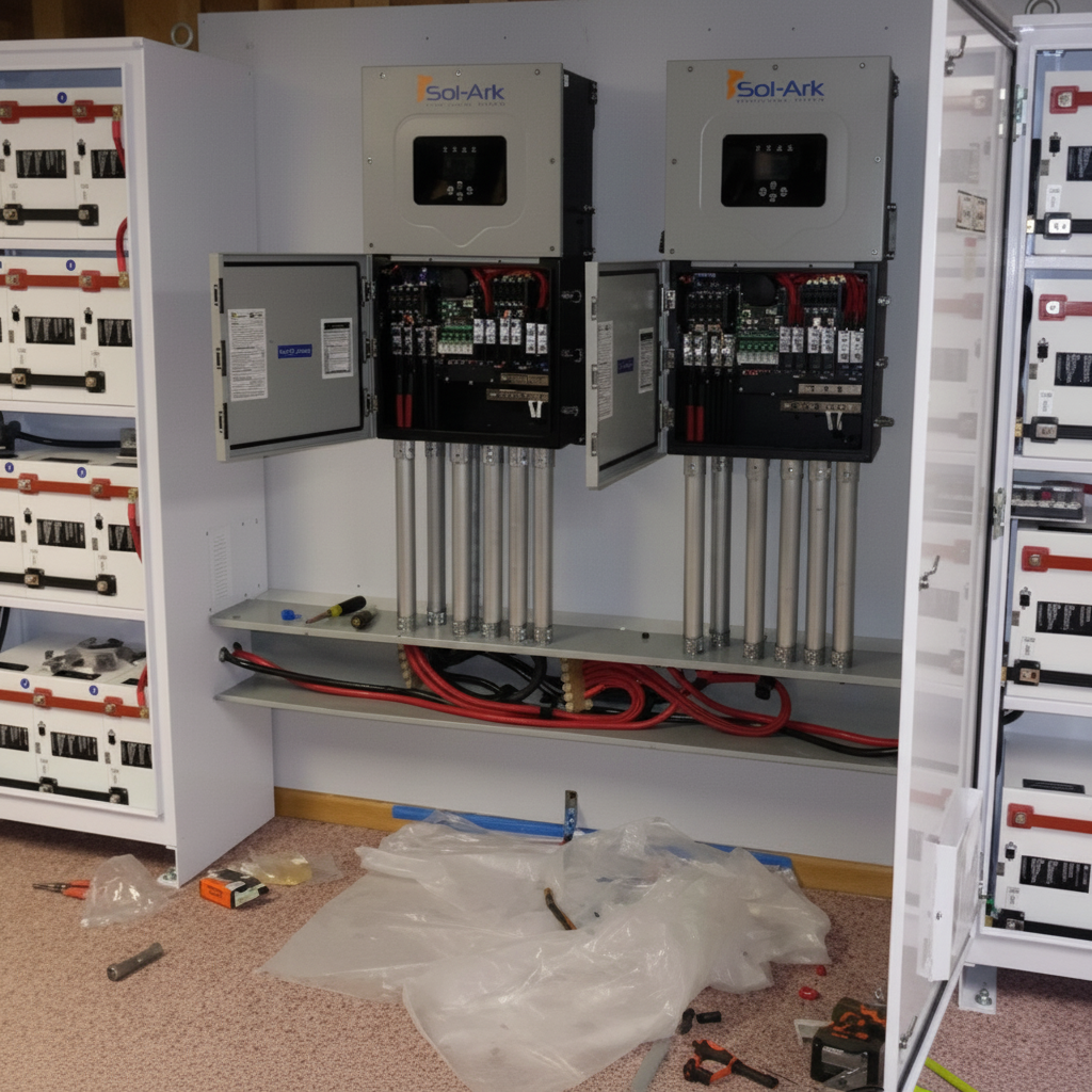 Illustration of residential electrical and inverter equipment