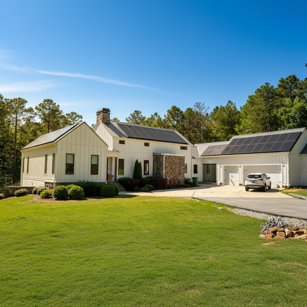 Illustration of a home with a solar panel system