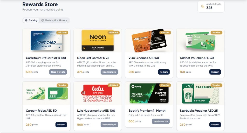 Voice Vault rewards store — redeem points for gift cards and vouchers