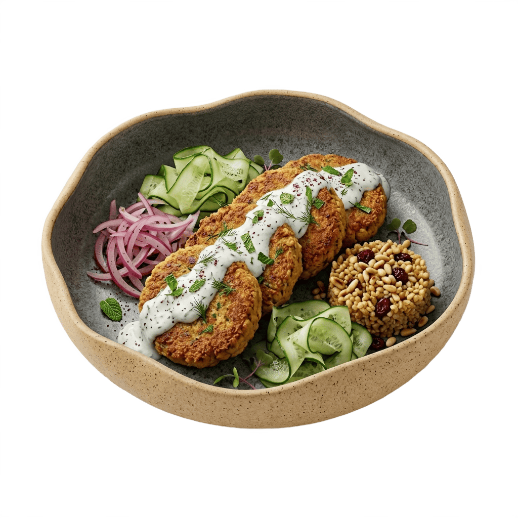Chickpea Patties with Yogurt Sauce