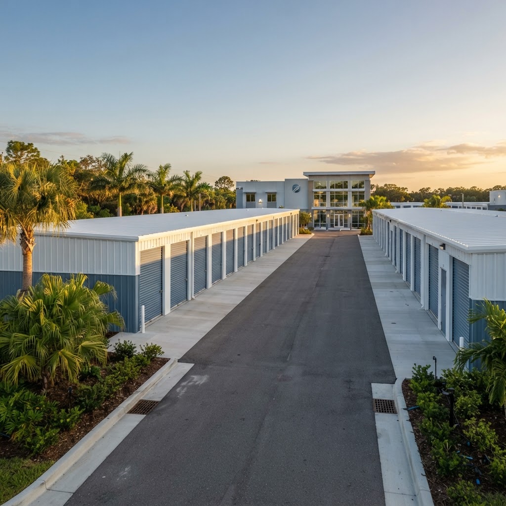 Modern Florida self storage facility with drive-up units