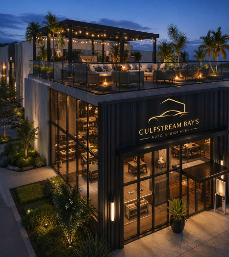 Gulfstream Bays clubhouse at night