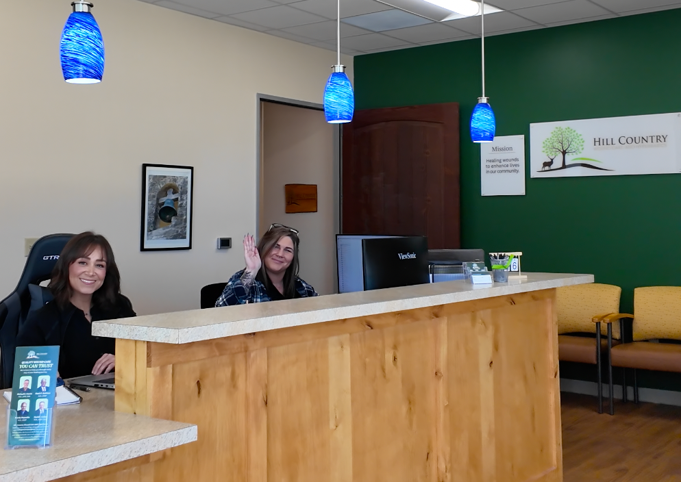 Hill Country Wound Care clinic reception area with staff