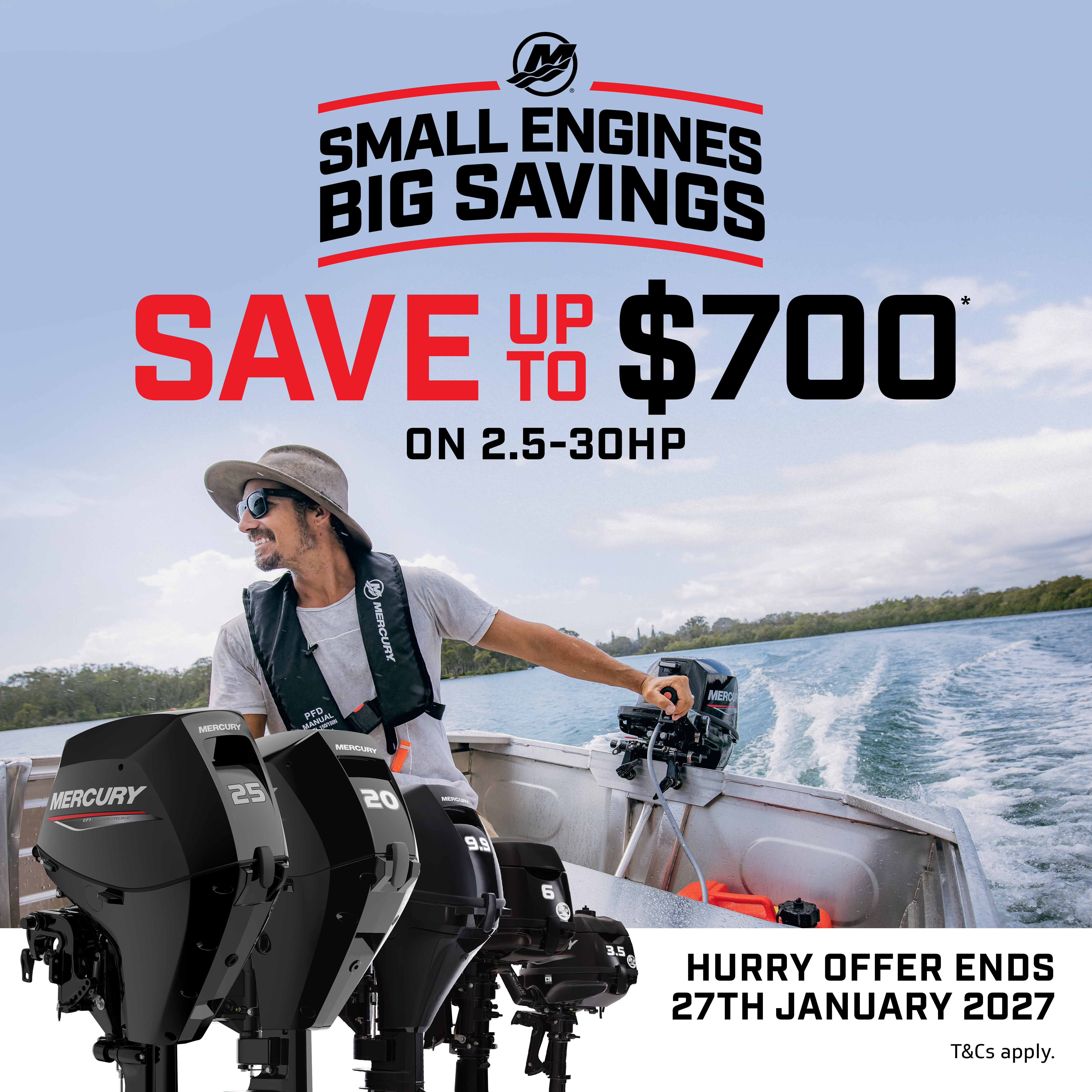Mercury Small Engines, Big Savings — 2.5–30HP FourStroke outboards
