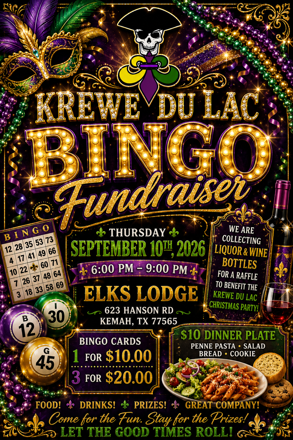 KDL Social: Bingo Fundraiser & Pot Luck flyer