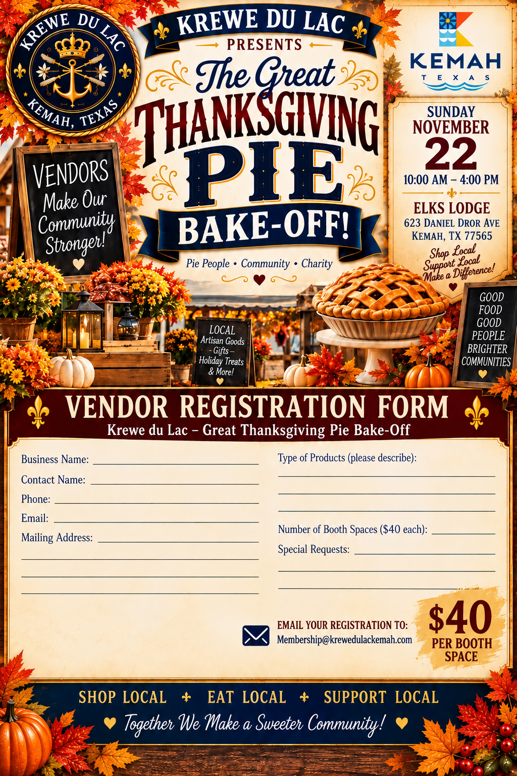 The Great Thanksgiving Pie Bake-Off flyer