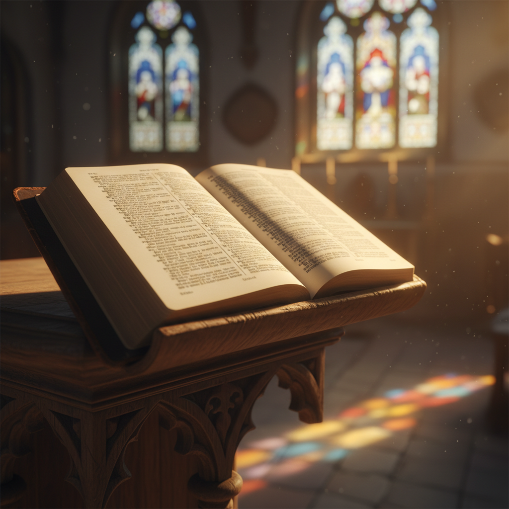 Bible on pulpit