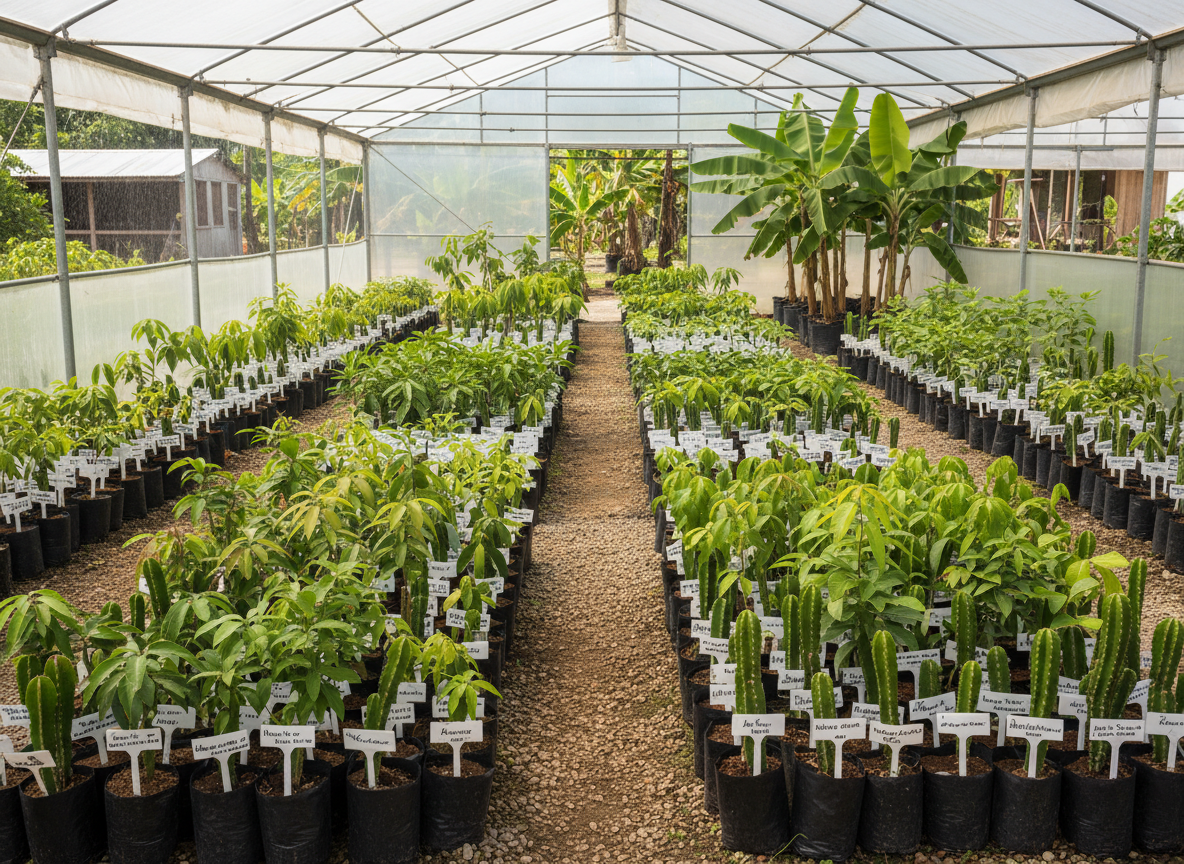 Exotic fruit nursery at Hillview Farm