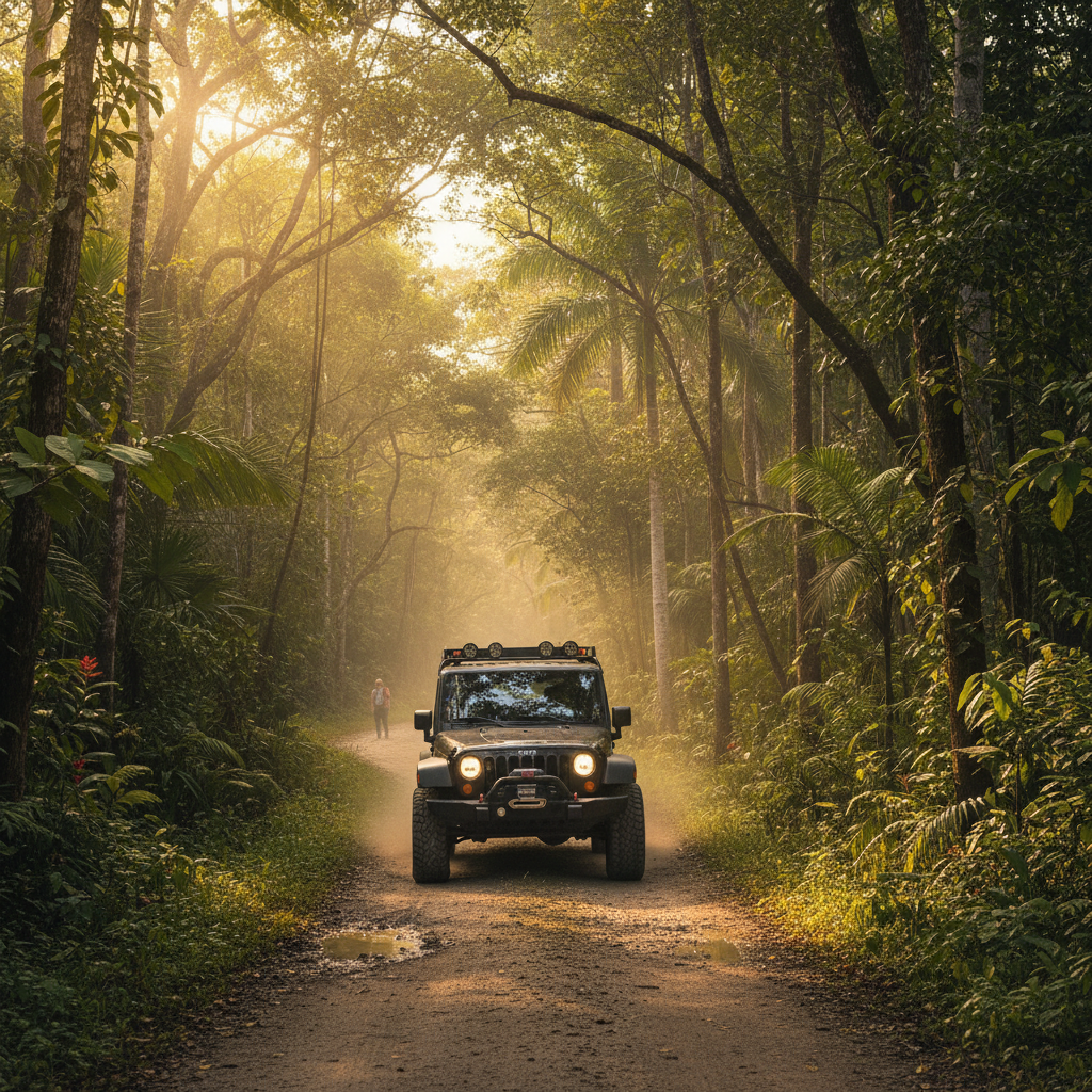 Shuttle through the Belizean jungle