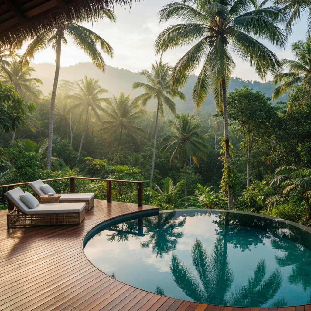 Private Pool Deck at Dawn
